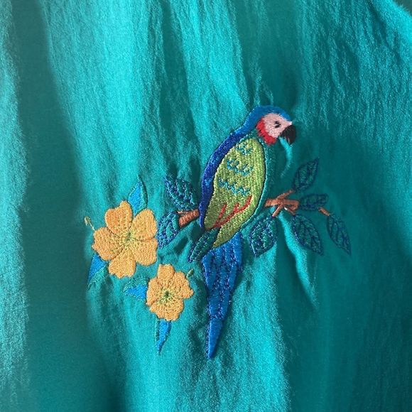 Vintage Womens Large Bon Worth Bermuda Set Green W/Parrots - Picture 3 of 16